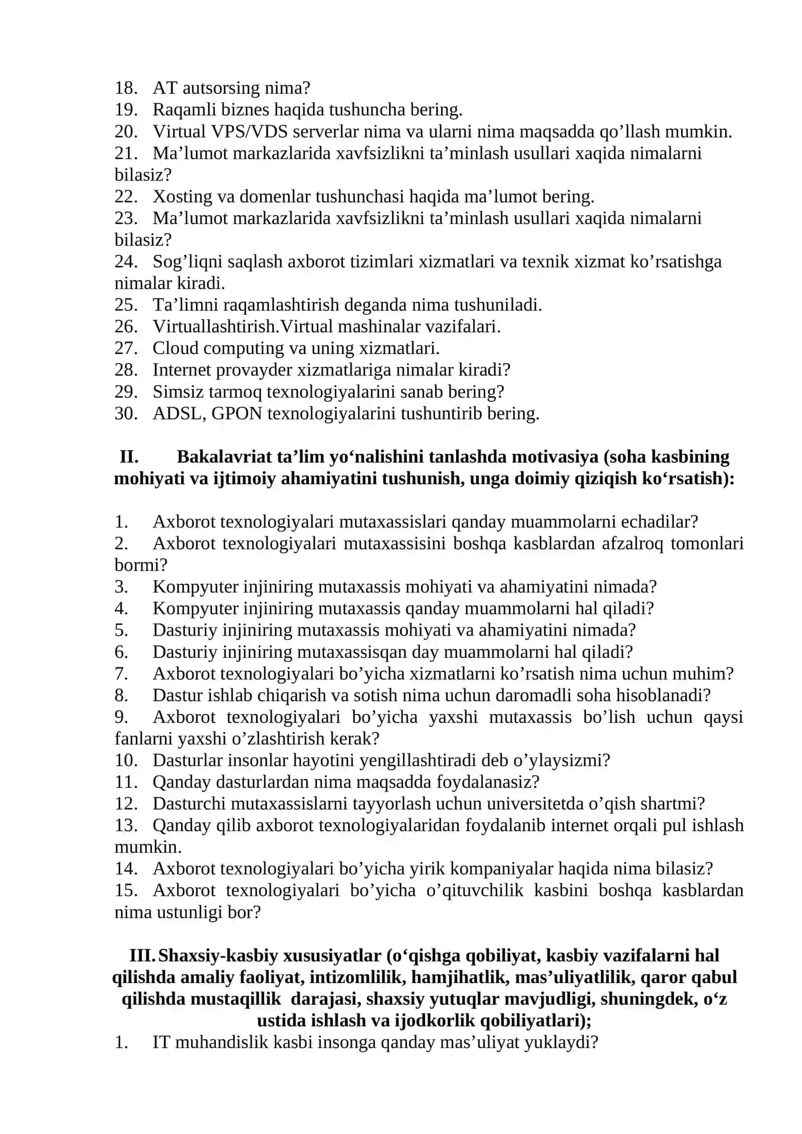 kompyuter injinering suhbat savollari 2