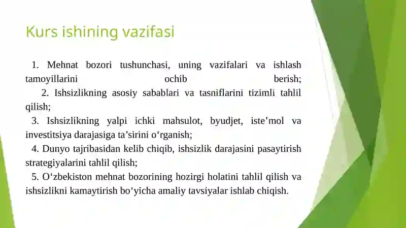 Mehnat bozori va ishsizlik. Ishsizlikning iqtisodiy oqibatlari 2