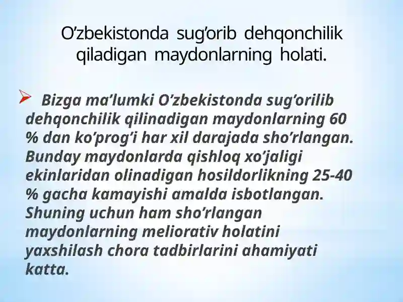 Sho’rlangan tuproqlar 2