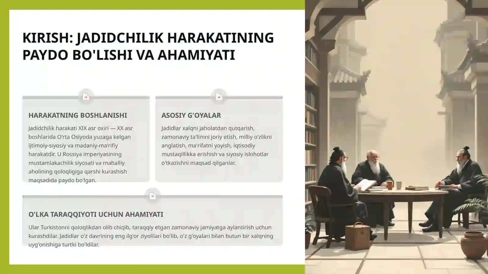 JADID MA'RIFATPARVARLARINING O'LKA IJTIMOIY-MA'NAVIY HAYOTIDA TUTGAN O'RNI 2
