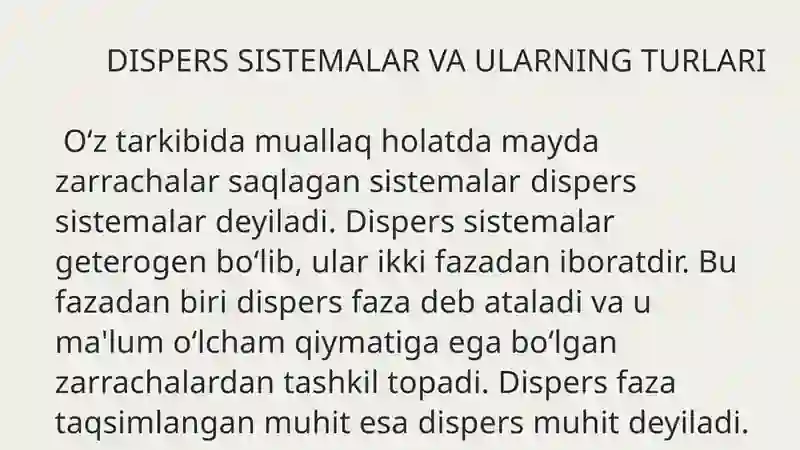 DISPERS SISTEMALAR. Kolloid eritmalar 2