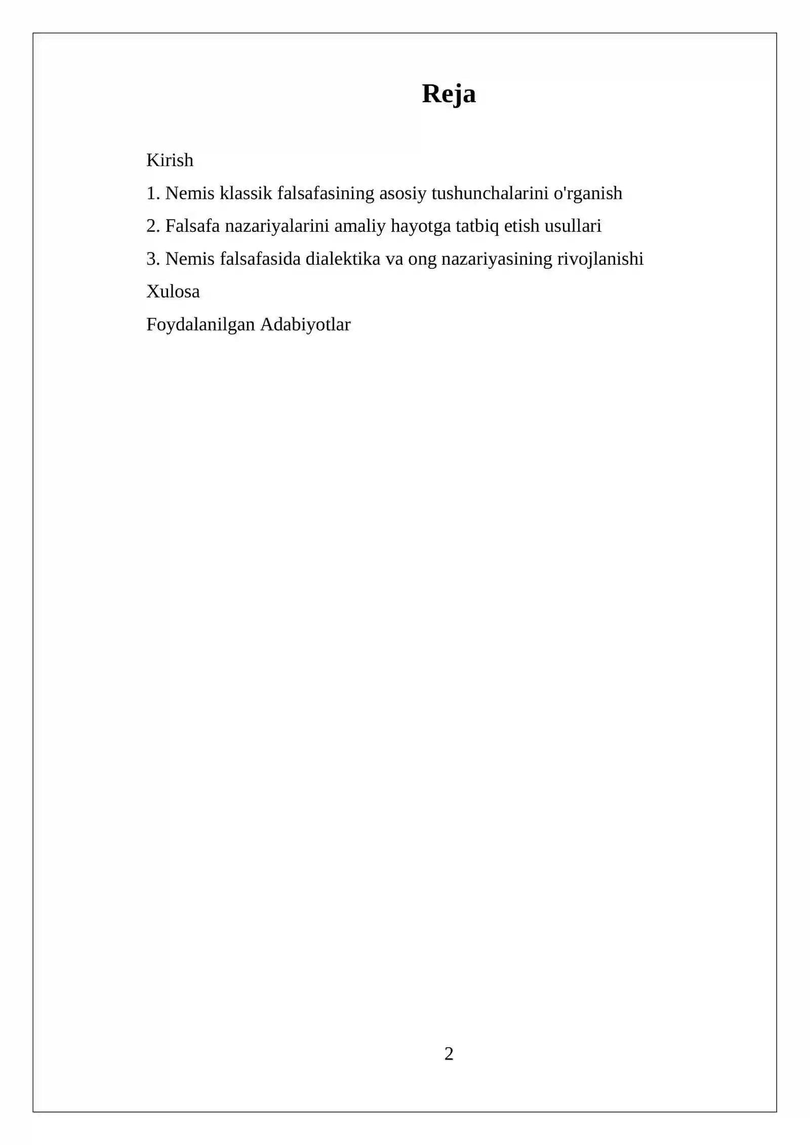 Nemis klassik falsafasi REFERAT 2