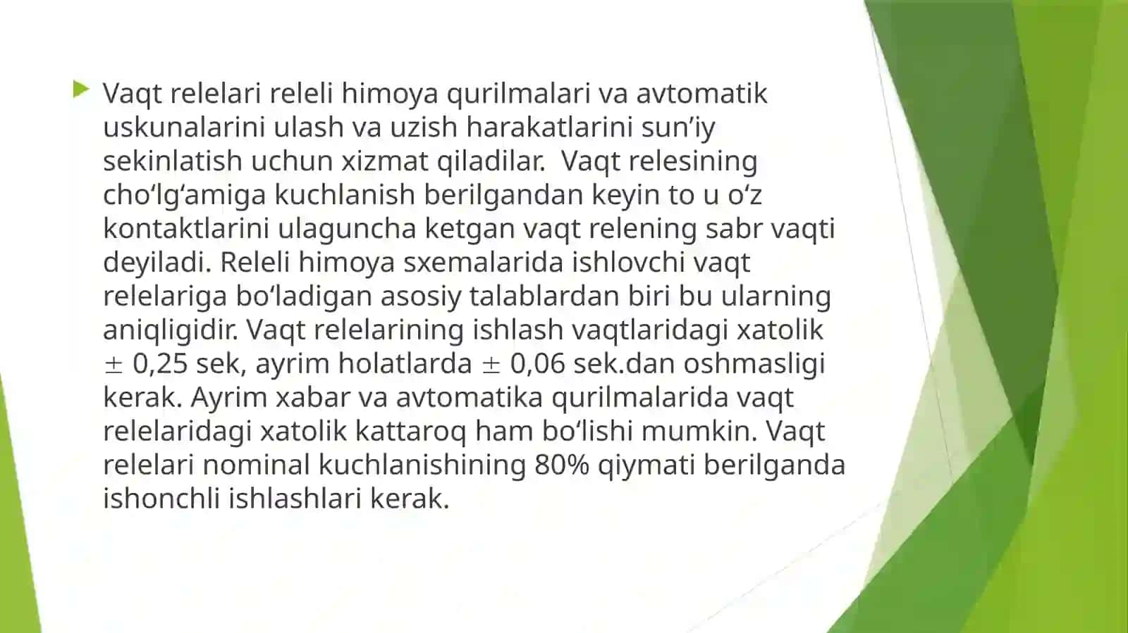 VAQT RELESI XUSUSIYATLARINI O’RGANISH 2