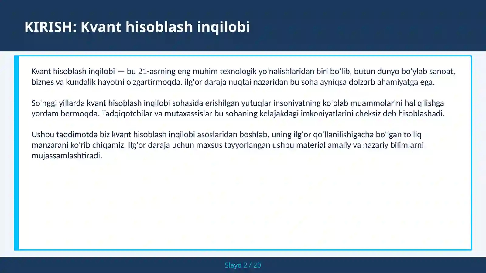 KVANT HISOBLASH INQILOBI 2