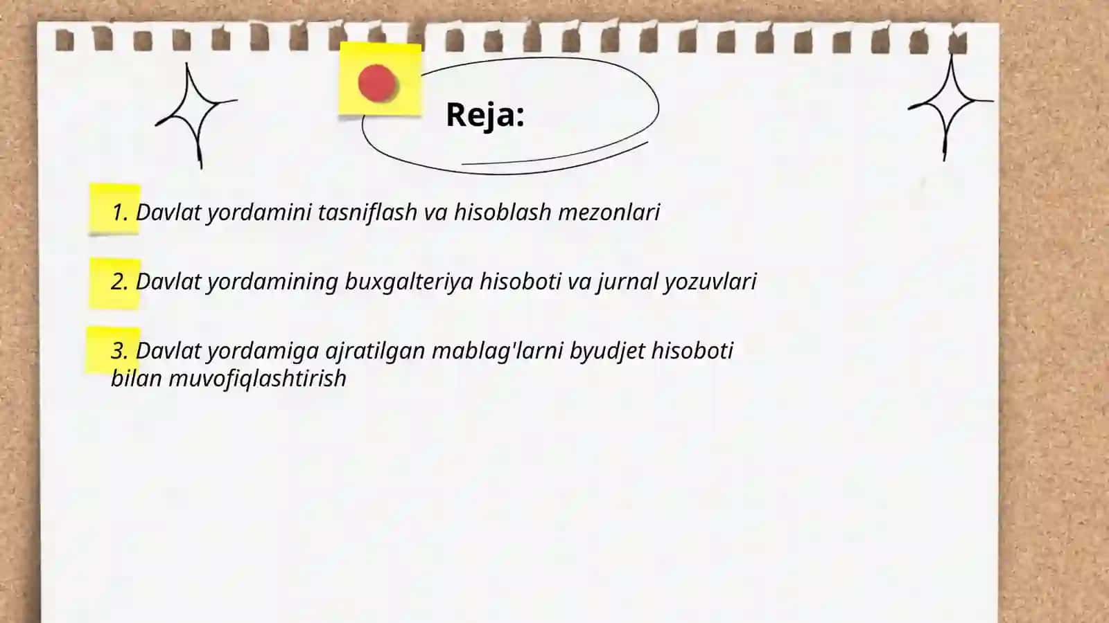 Davlat yordamining hisobi va u to'g'risidagi ma'lumotlarni yoritib berish 2