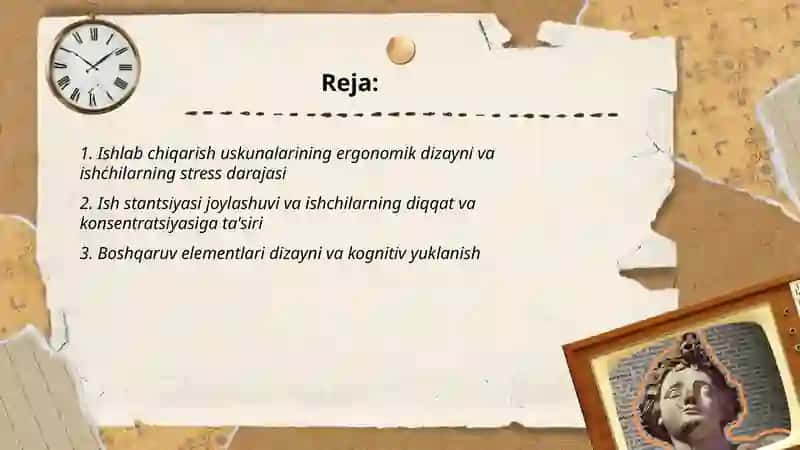 Ishlab chiqarishda uskunlarning dizayni va ergonomikasining ishchilarning psixikasiga ta'siri 2