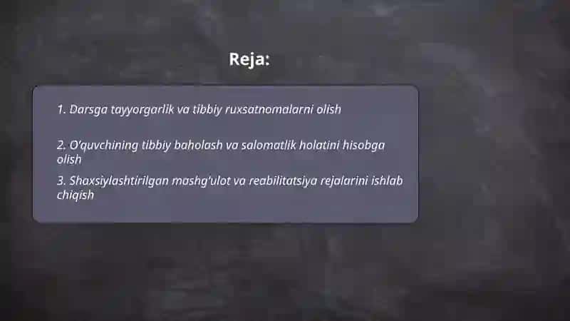 Saraton kasaligi qon va limfa oʻsmalari bilan ogʻrigan oʻquvchilar bilan mashgʻulot oʻtish tamoyillari 2