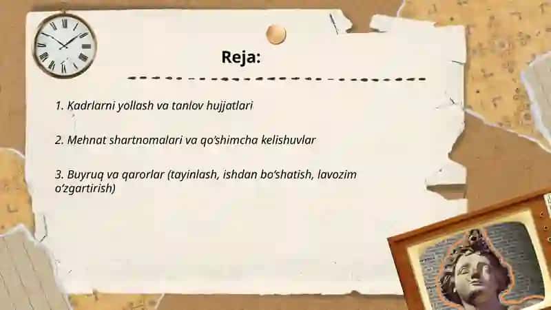 Kadrlar faoliyatiga doir bo'lgan hujjatlar tasnifi 2