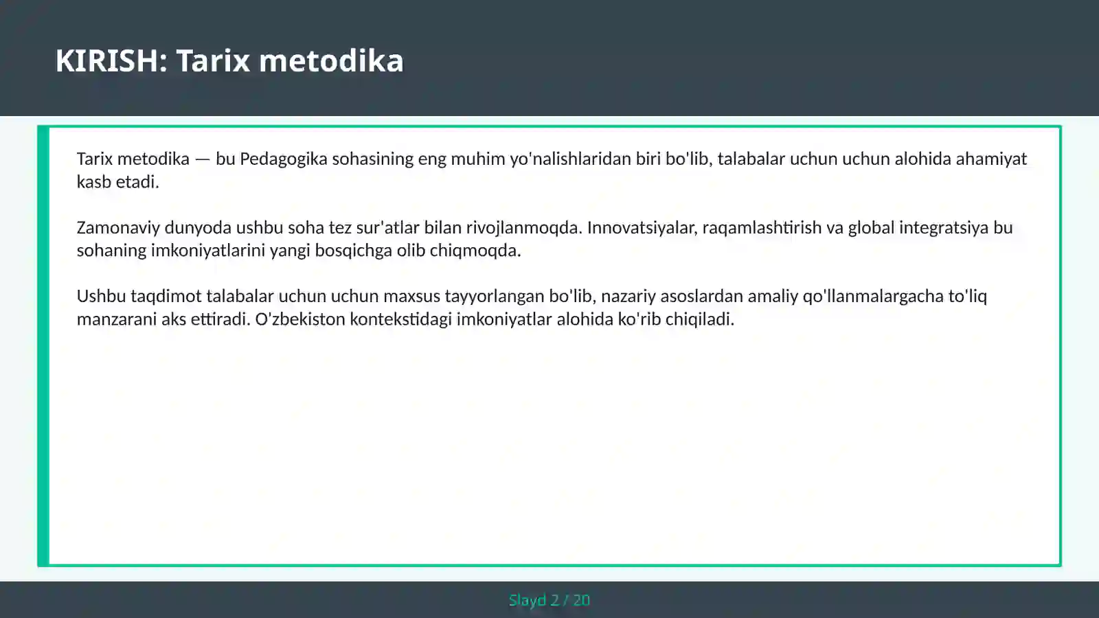TARIX METODIKA 2