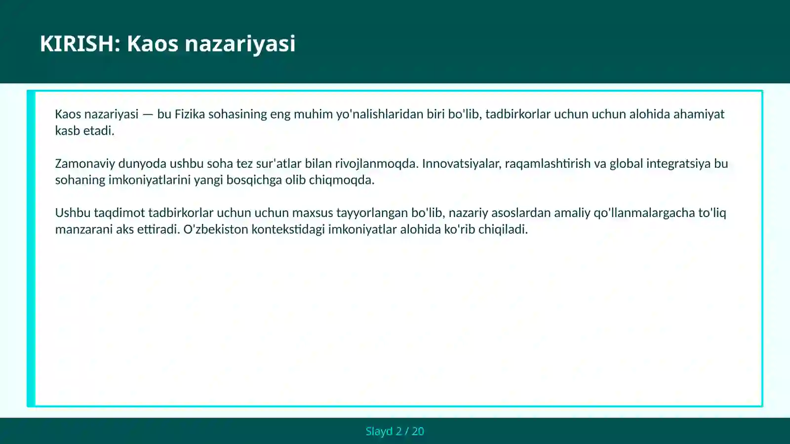 KAOS NAZARIYASI 2