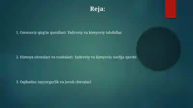 Yadro va kimyoviy qig'in quioli va undan himoyalanish 2
