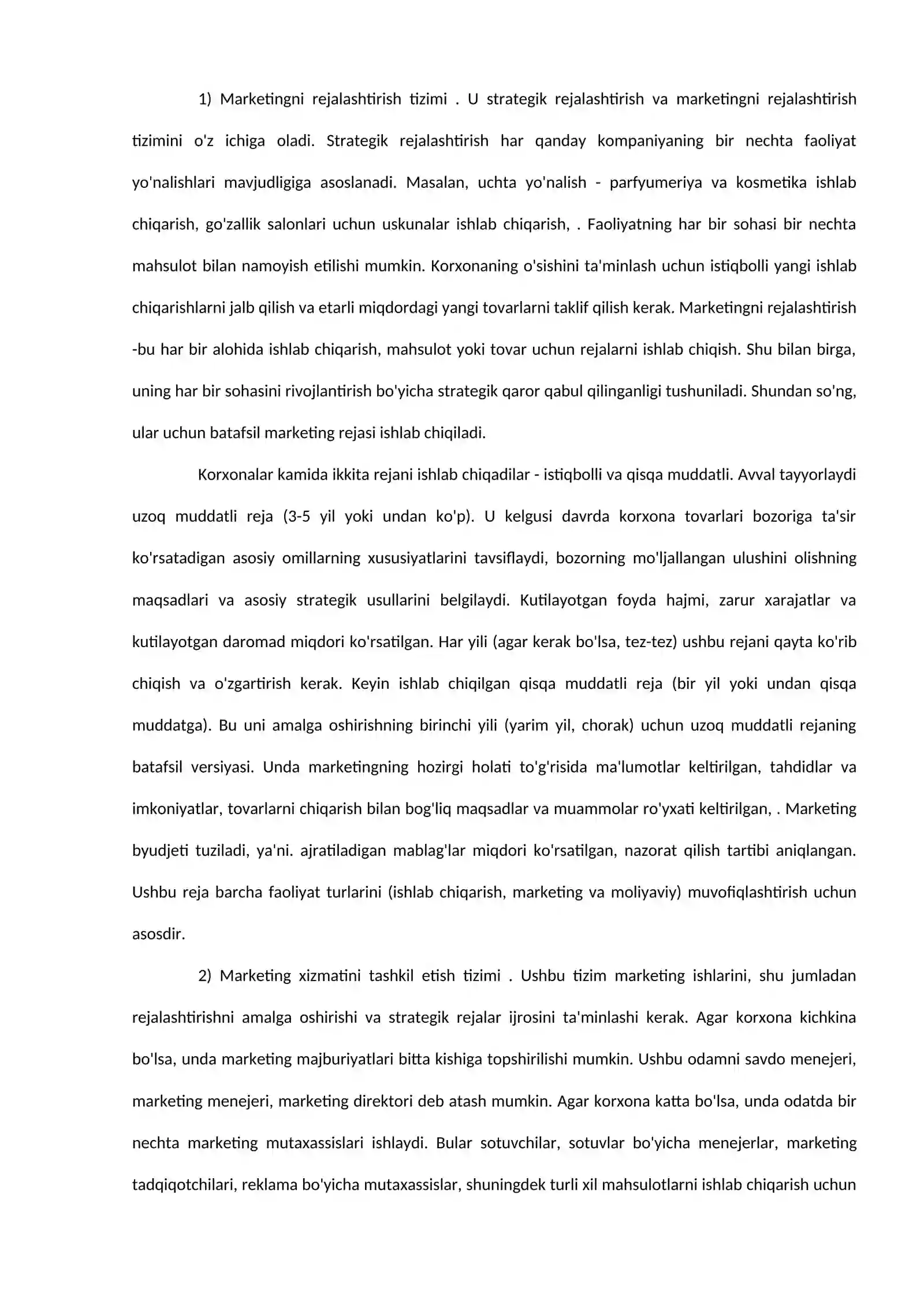 Marketing faoliyatini tashkil etish 2