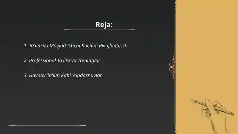Ta'lim va Mavjud Ishchi Kuchini Rivojlantirish 2
