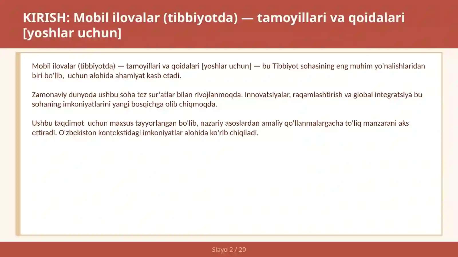 Mobil ilovalar (tibbiyotda) — tamoyillari va qoidalari [yoshlar uchun] 2