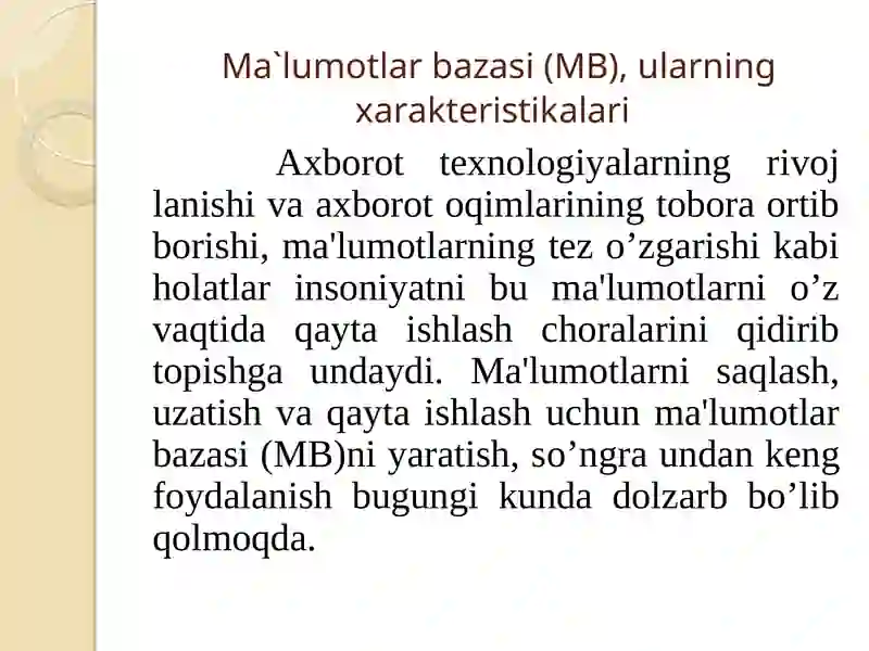 Ma'lumotlar bazasi bilan ishlash 2