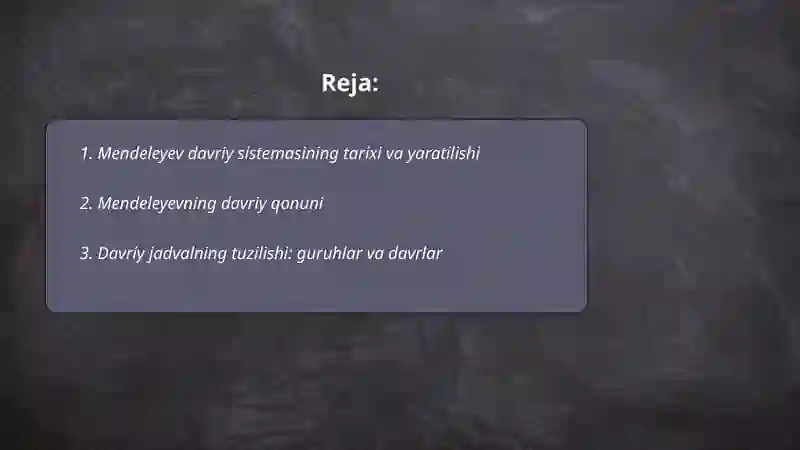 Mendeleyev davriy sistemasi 2
