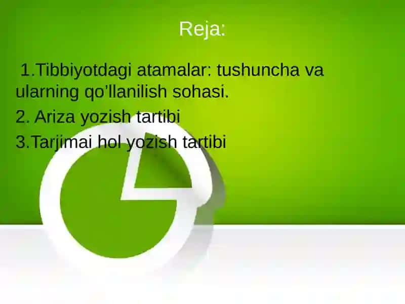 Tibbiyotdagi atamalar va ularni qo’llanilishi. Ariza va tarjimai hol yozish tartibi 2