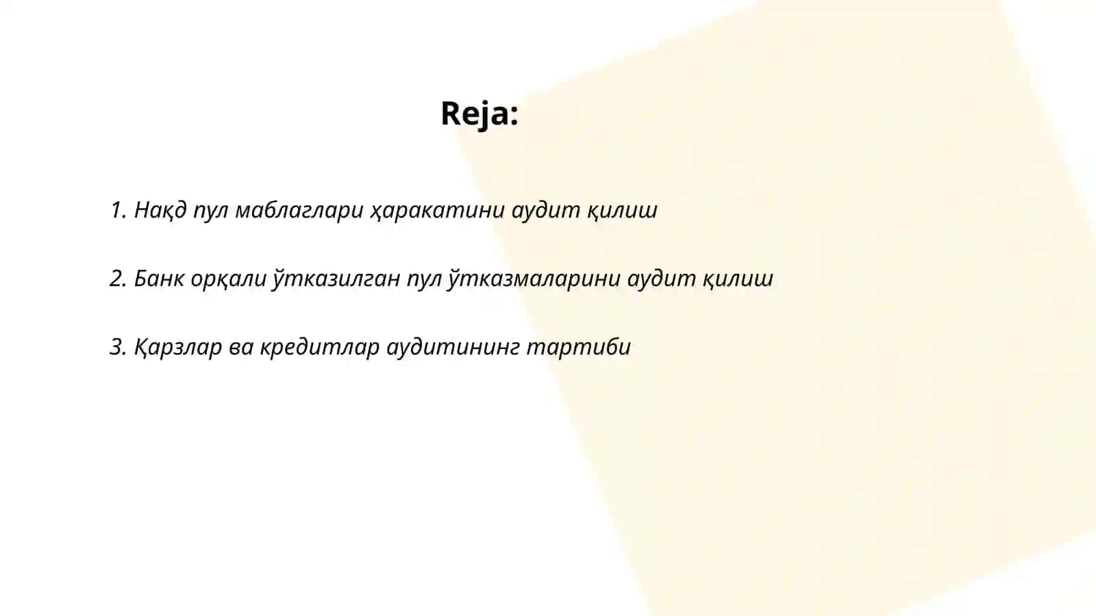 Касса ва банк ҳисобварақларида операциялар 2