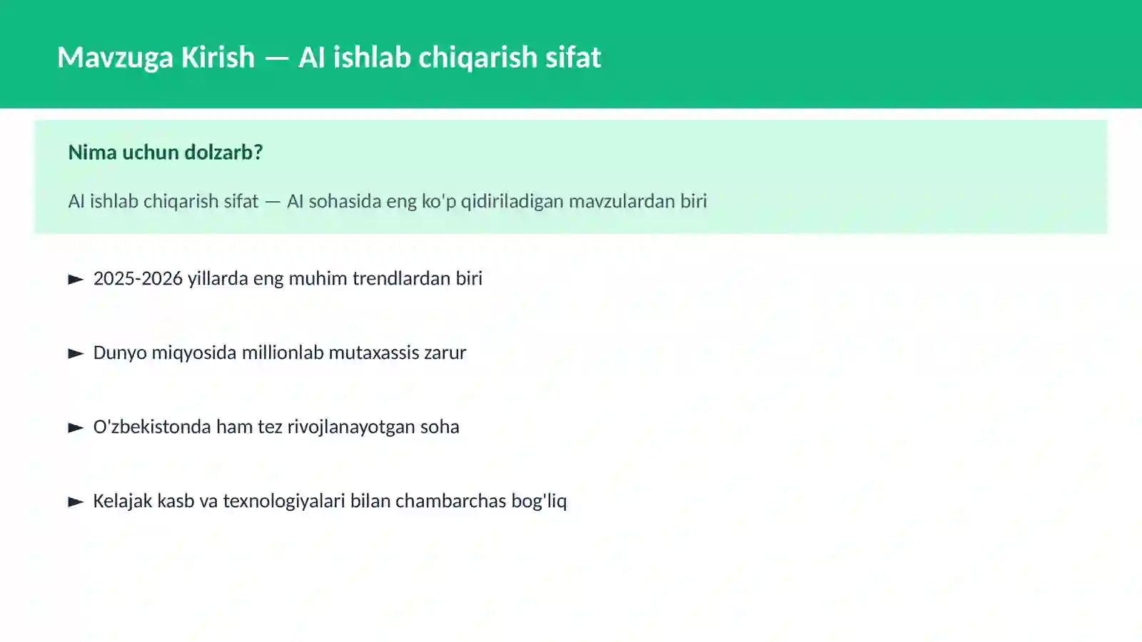 AI ishlab chiqarish sifat 2