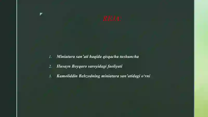 KAMOLIDDIN BEXZOD VA MINIATURA SAN'ATI 2