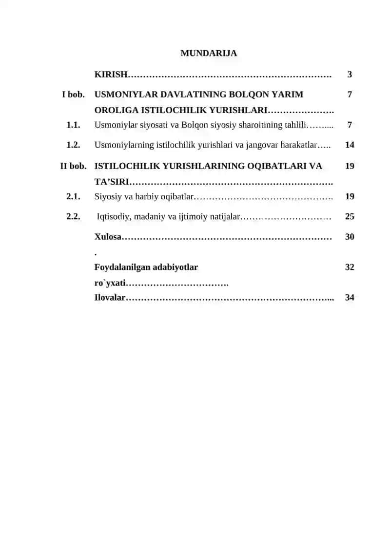 Usmoniylar davlatining Bolqon yarim oroliga istilochilik yurishlari va uning oqibatlari 2