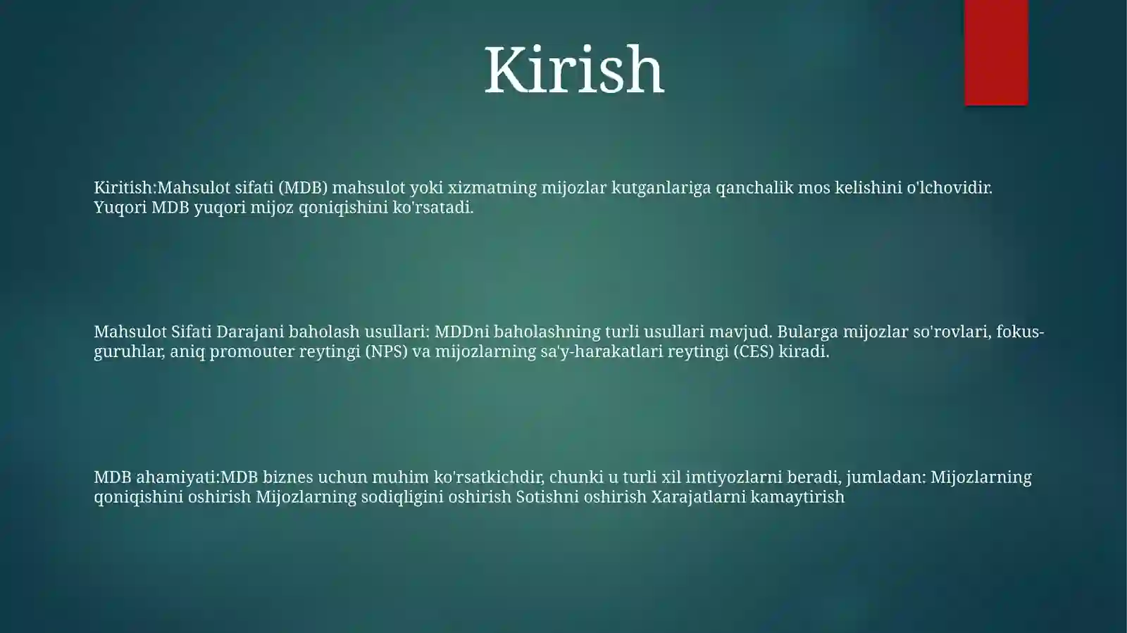 Mahsulot Sifatini Darajasini Baholash Taqdimot 2