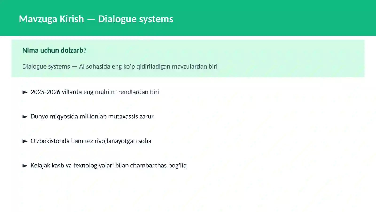 Dialogue systems 2