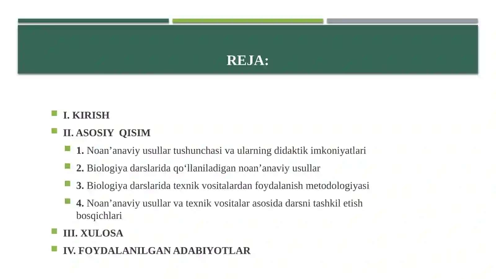 Biologiya fanini o‘qitishning noan’anaviy usullarini o‘rganash metodologiyasi 2