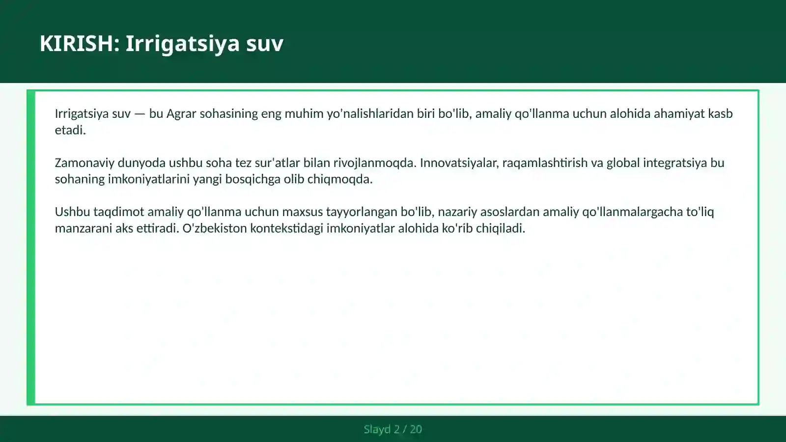 Irrigatsiya suv 2