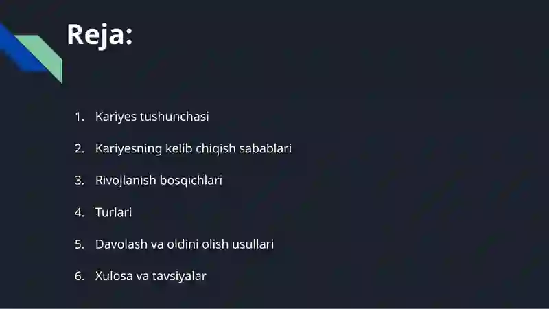 Kariyes haqida tushuncha 2