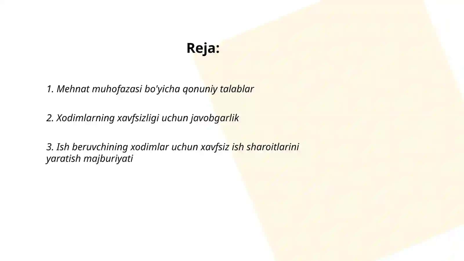 Mehnat muhofazasi bo'yicha qonuniy talablar 2