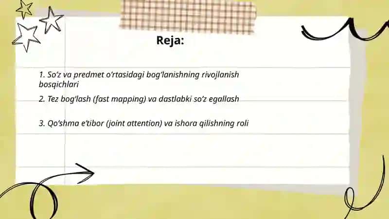 Ilk bolalik davrida soʻz va predmetlar oʻrtasidagi bogʻliqlikni aniqlash 2