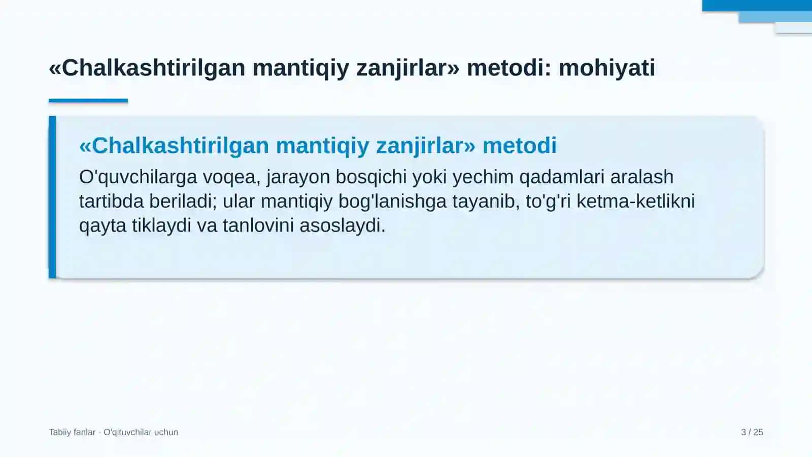 tabiiy fanlar darslarida chalkashtirilgan mantiqiy zanjirlar metodidan foydalanish 2327 3