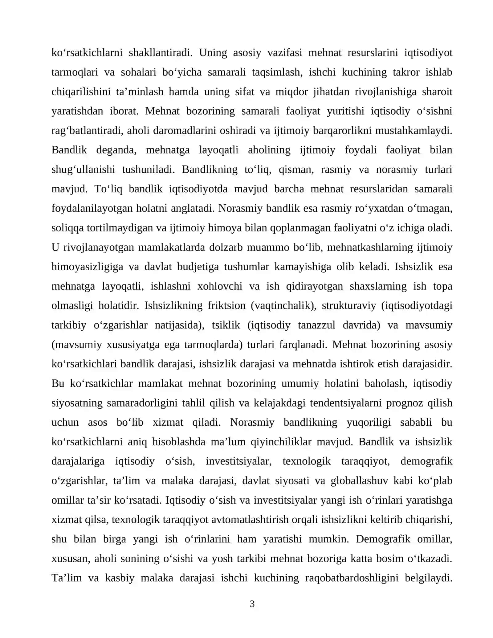 O'zbekistonda ishchi kuchi, uning bandligi va ishsizlik tahlili 3