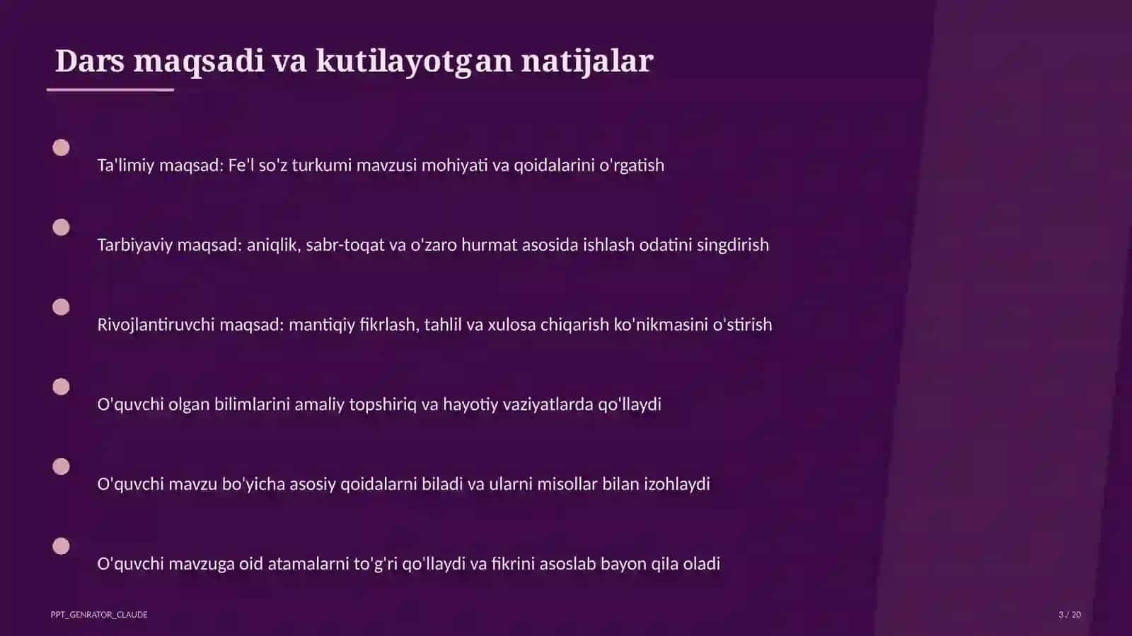 Fe'l so'z turkumi (3-sinf) 3