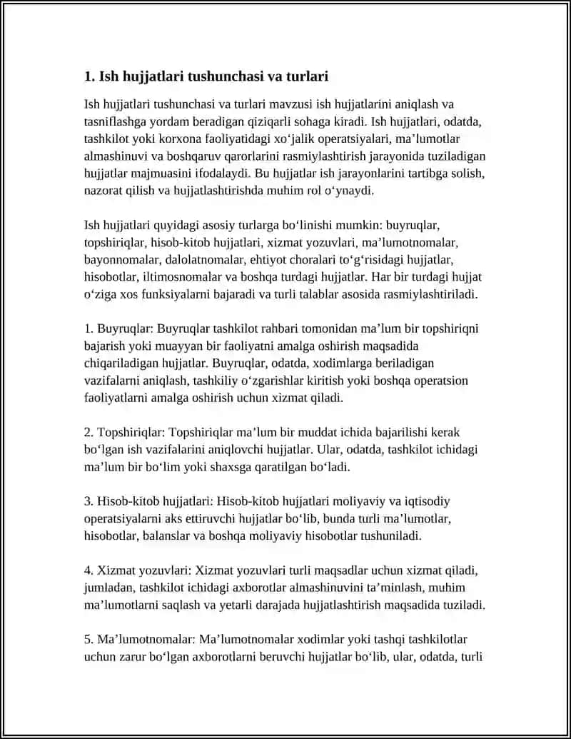 Ish hujjatlari va ularga qo'yiladigan asosiy talablar 3