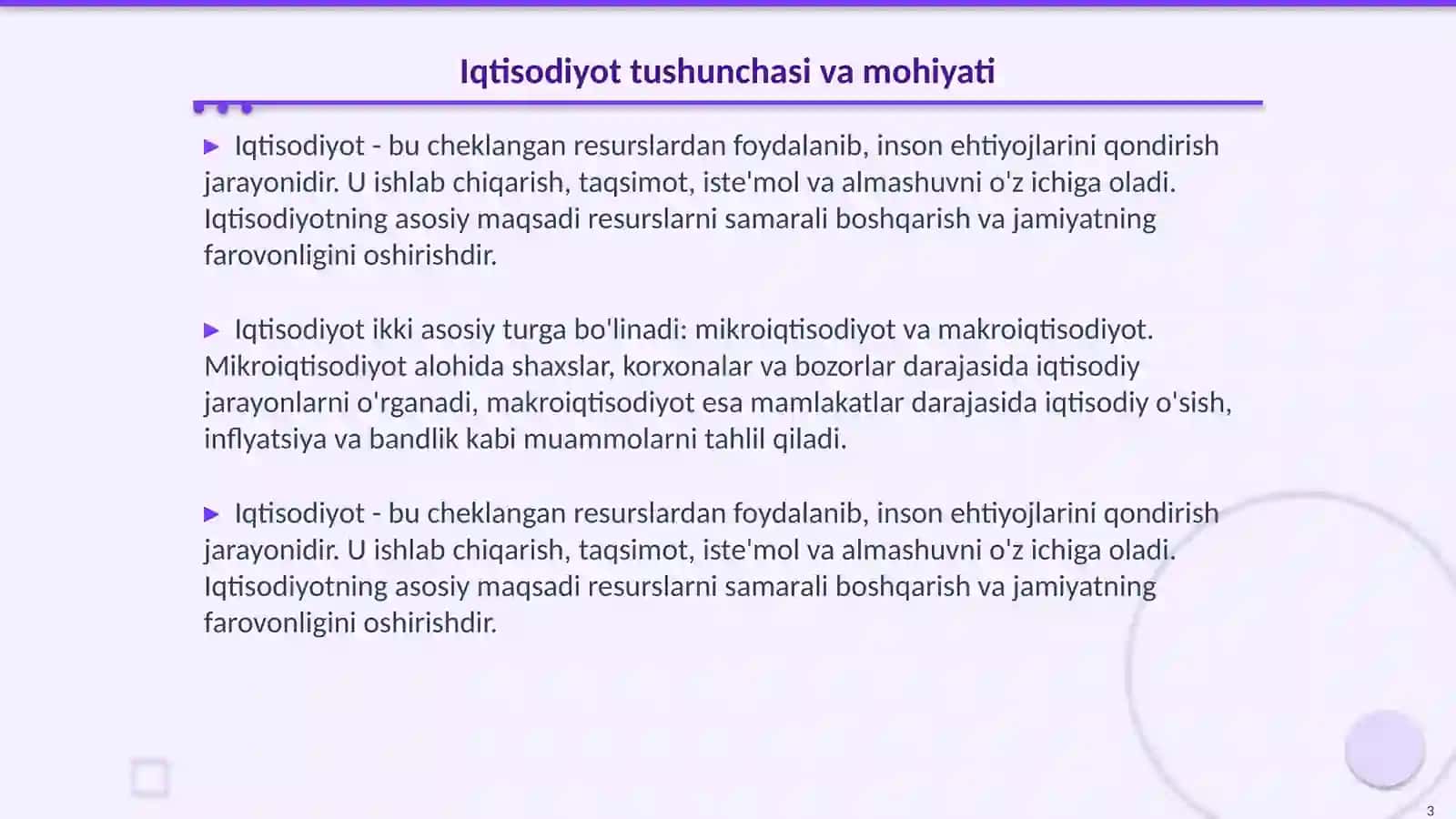 Iqtisodiyot va biznesning asosiy tushunchalari 3