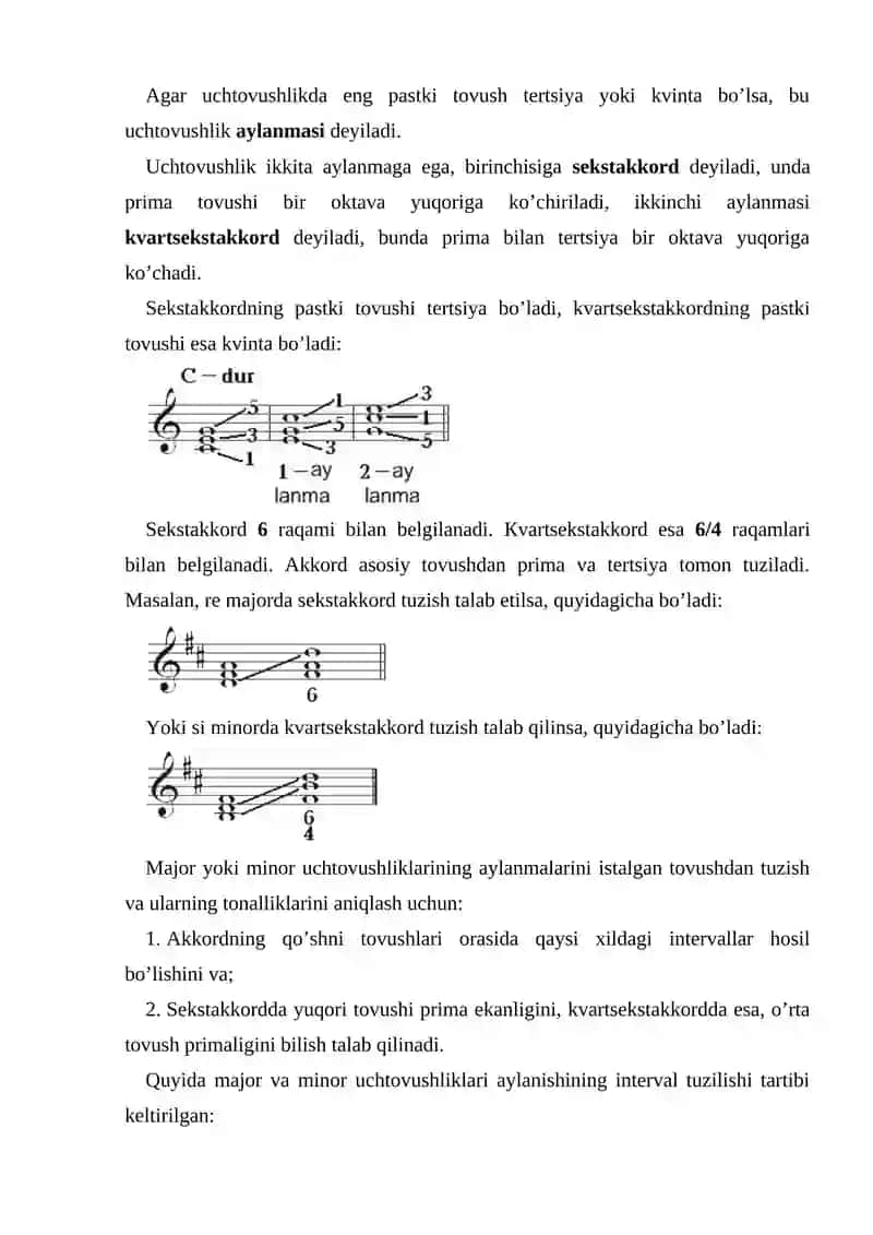 Akkord uchtovushliklar va ular aylanishi 3