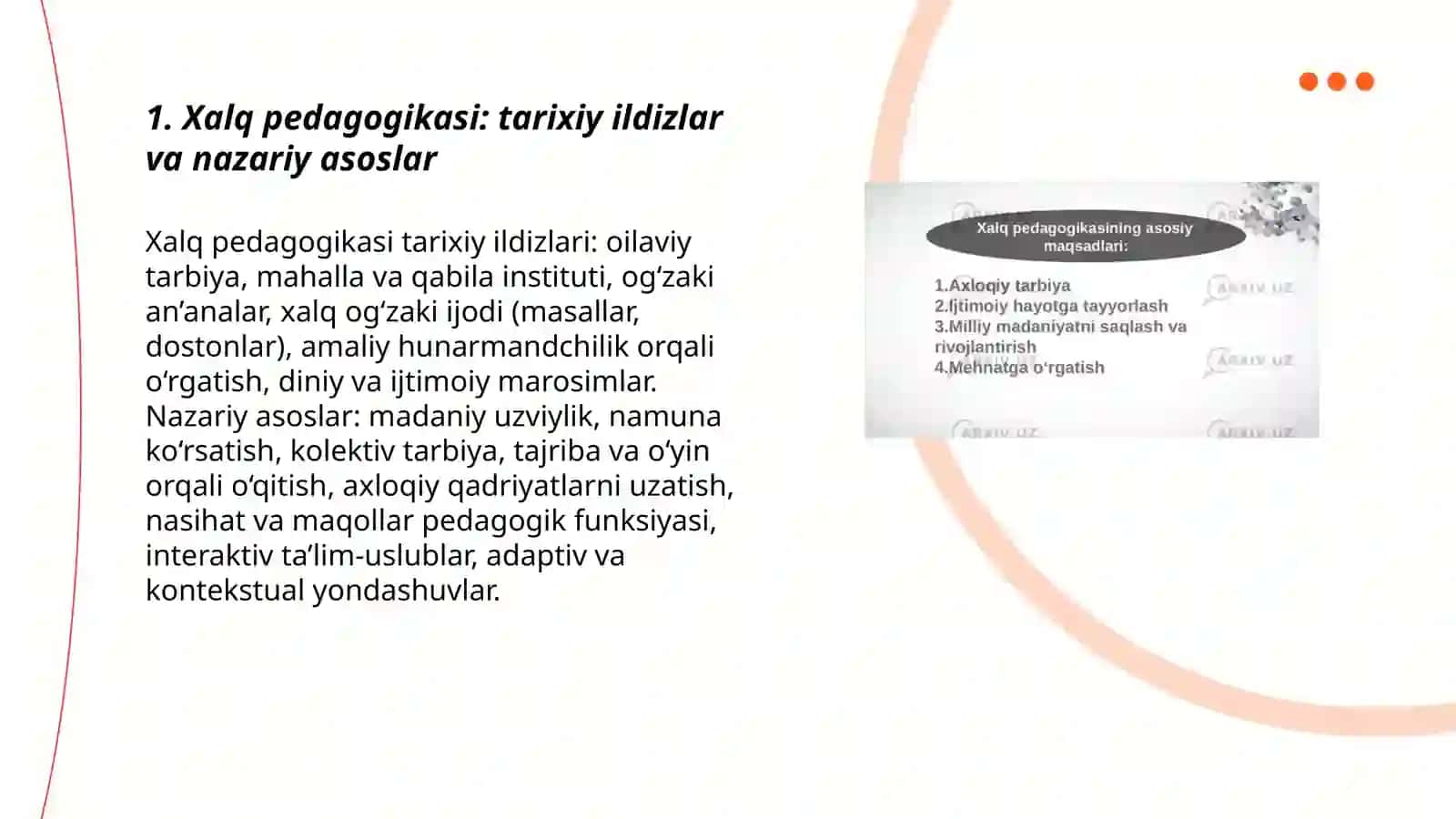 Xalq pedagogikasida tarbiya uslublari boʻyicha taqdimot tayyorlash 3