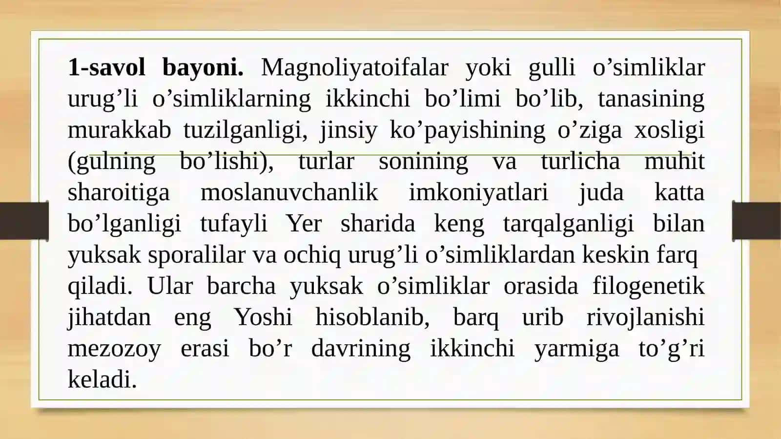 BOTANIKA. Gulli oʻsimliklar 3
