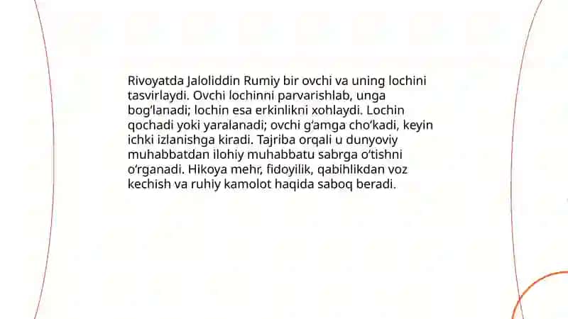 Jaloliddin Rumiy ovchi va lochin rivoyati va uning tarbiyaviy ahamiyati 3