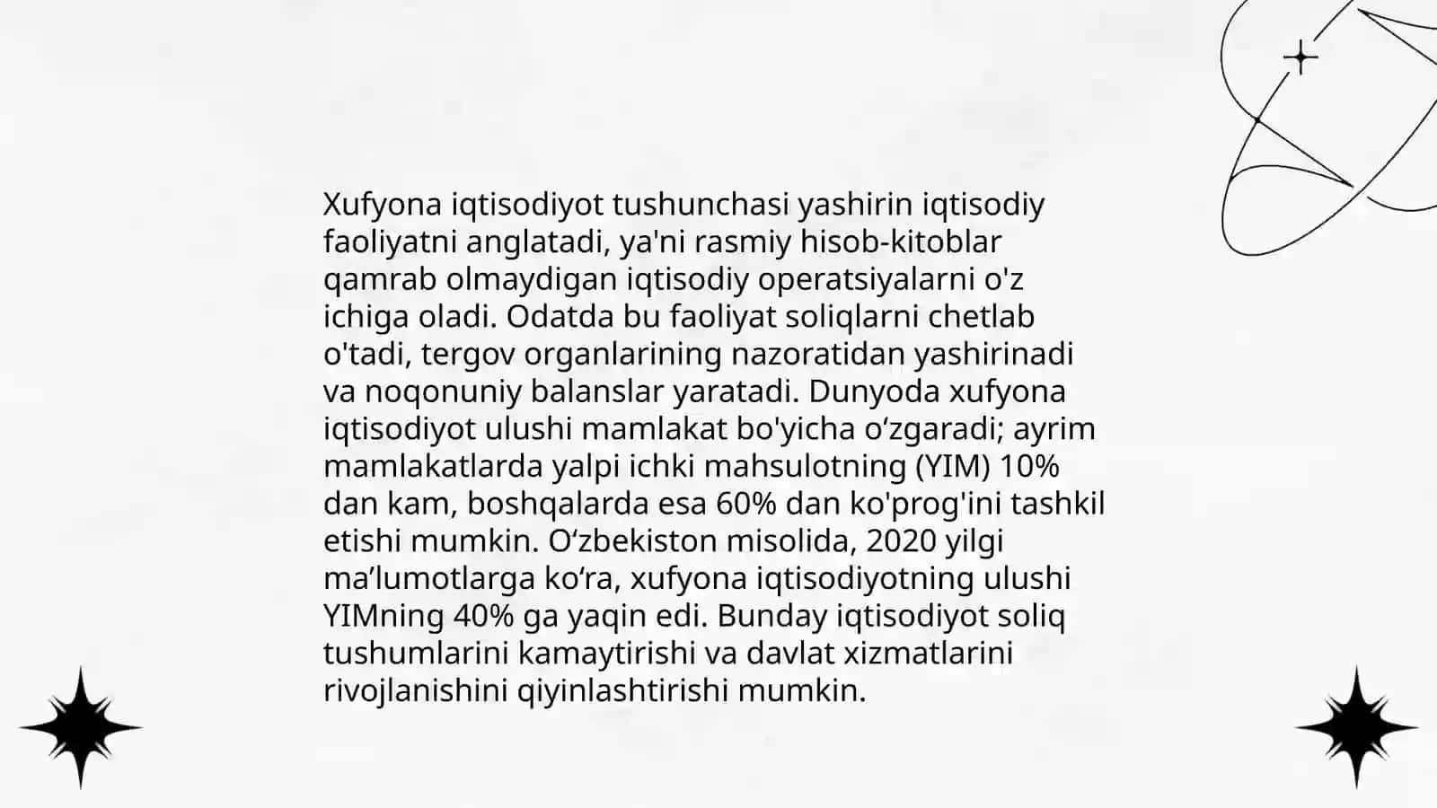 Xufyona iqtisodiyot uning o'lchamlari va namoyon bolish shakllari 3