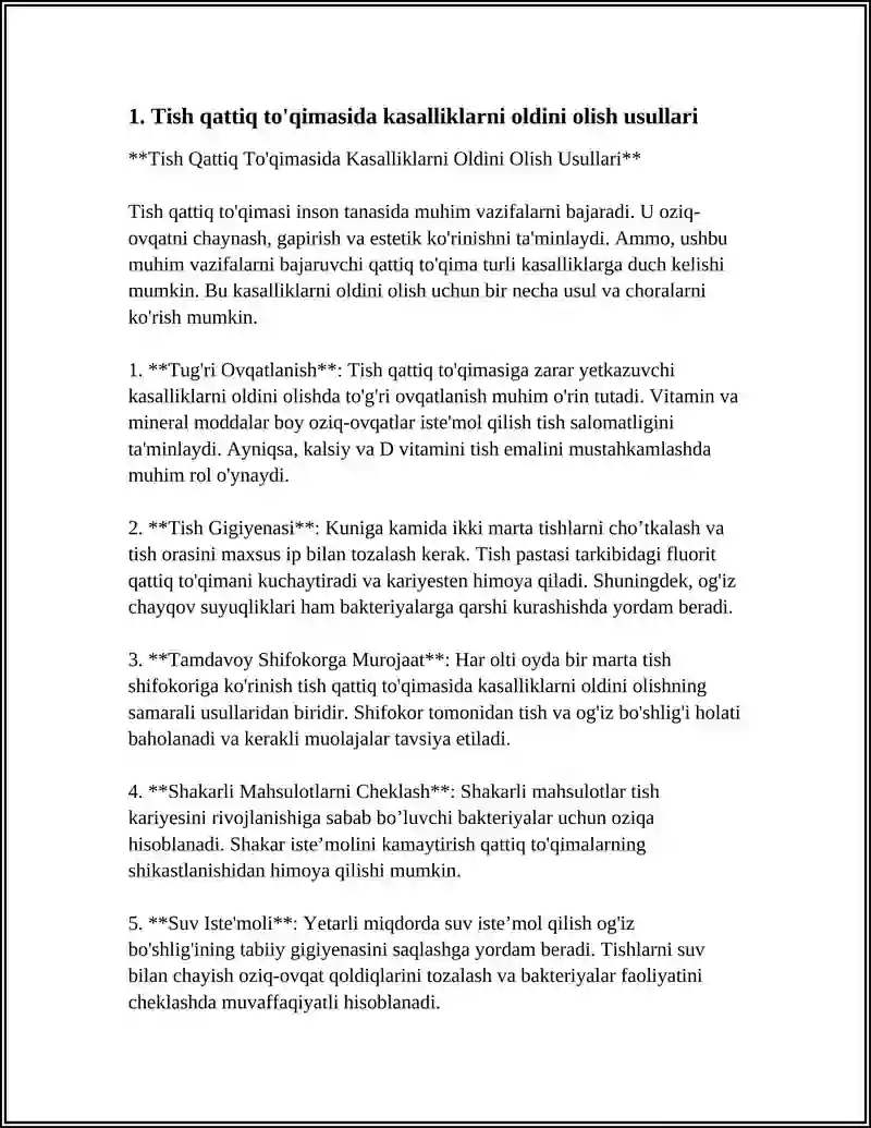 TISH QATTIQ TO’QIMASIDA NOKARIES KASALLIKLARI PROFILAKTIKASI USULLARI 3