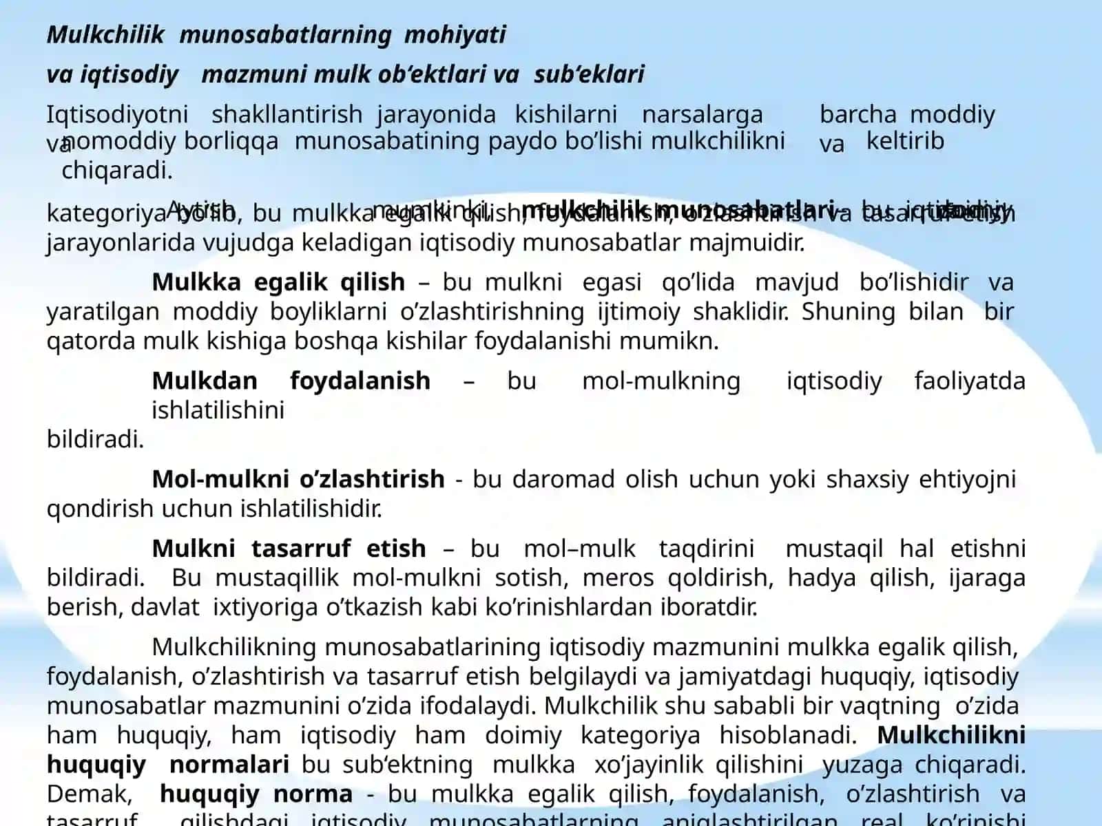 IJTIMOIY-IQTISODIYTIZIMLAR VA MULKCHILIK MUNOSABATLARI 3