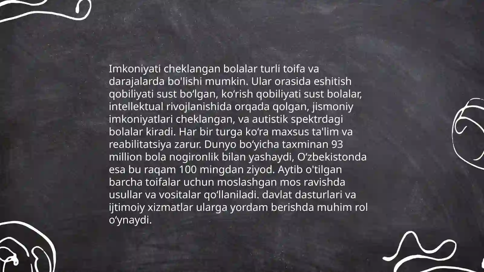 Imkoniyati cheklangan bolalar turlari va ularni inklyuziv ta’limga jalb etish Inklyuziv ta’limga bo‘lgan ehtiyojlar va sabablari 3