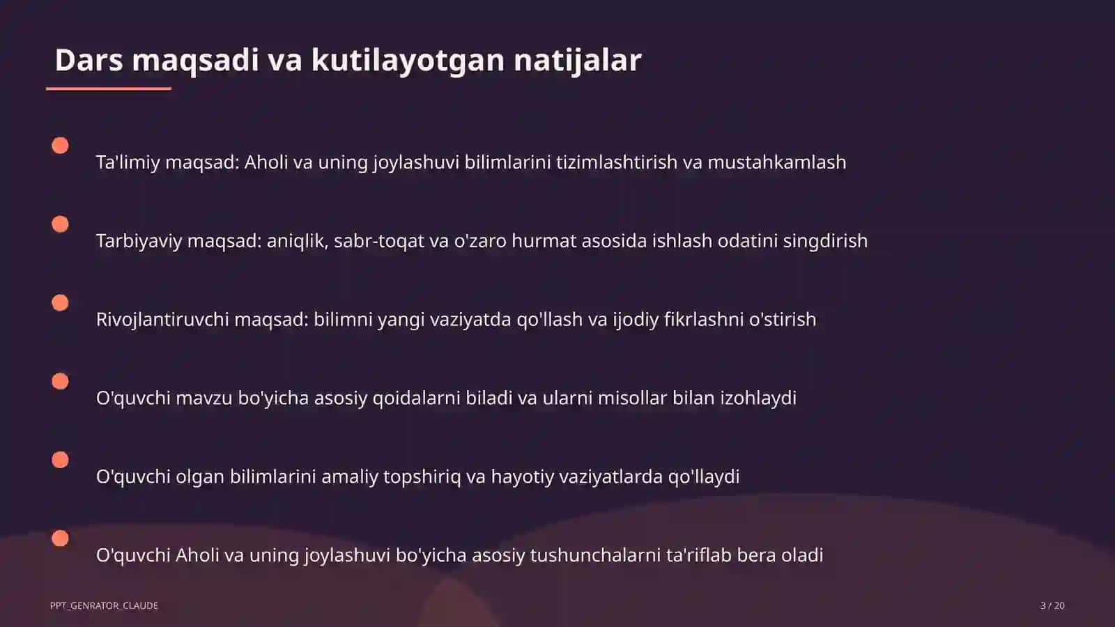 Aholi va uning joylashuvi (6-sinf) 2