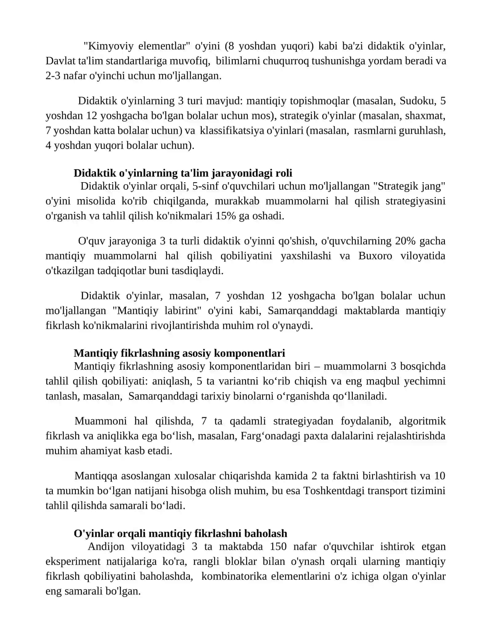 Mantiqiy fikrlashga oid didaktik o'yinlar 3
