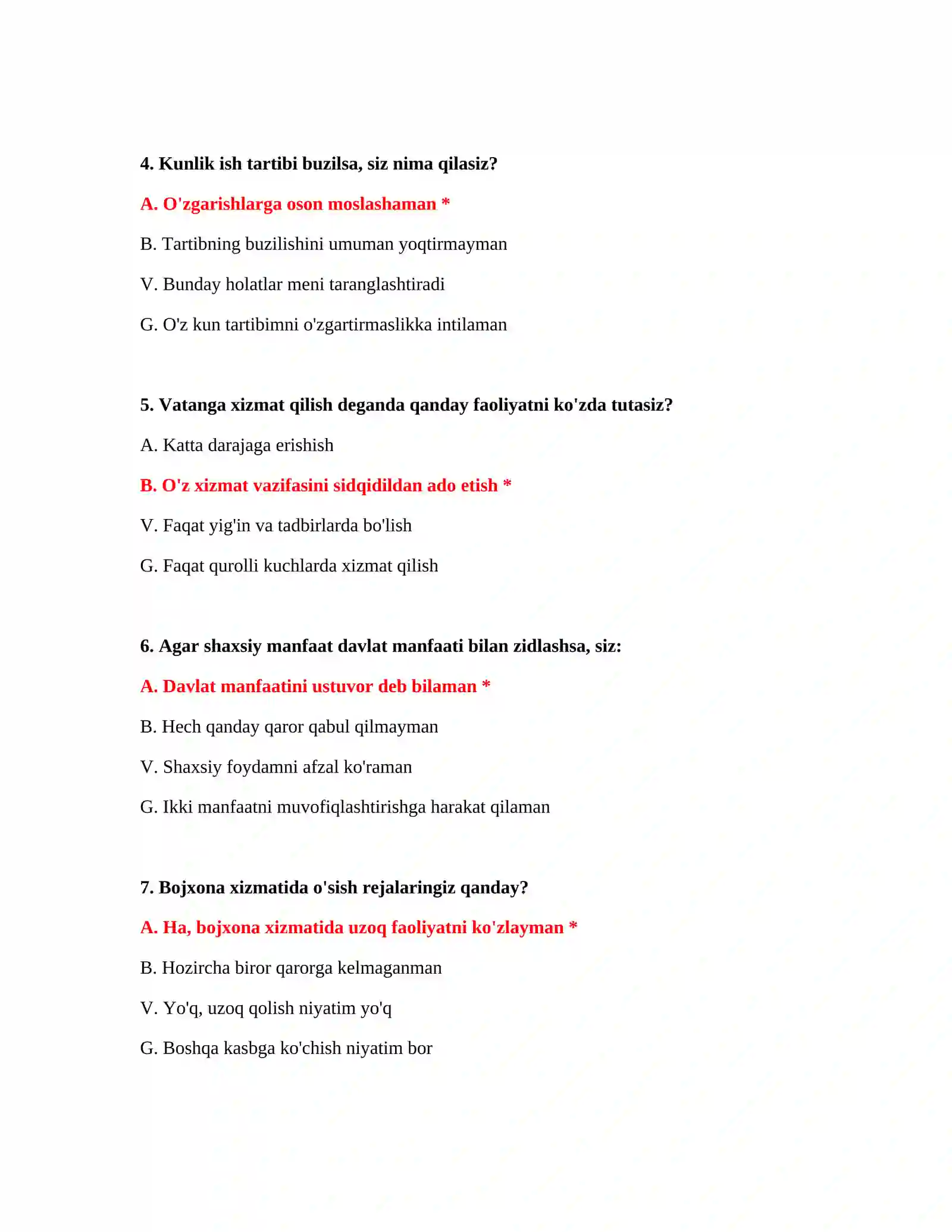 Bojxona test savollari javoblari PDF 3