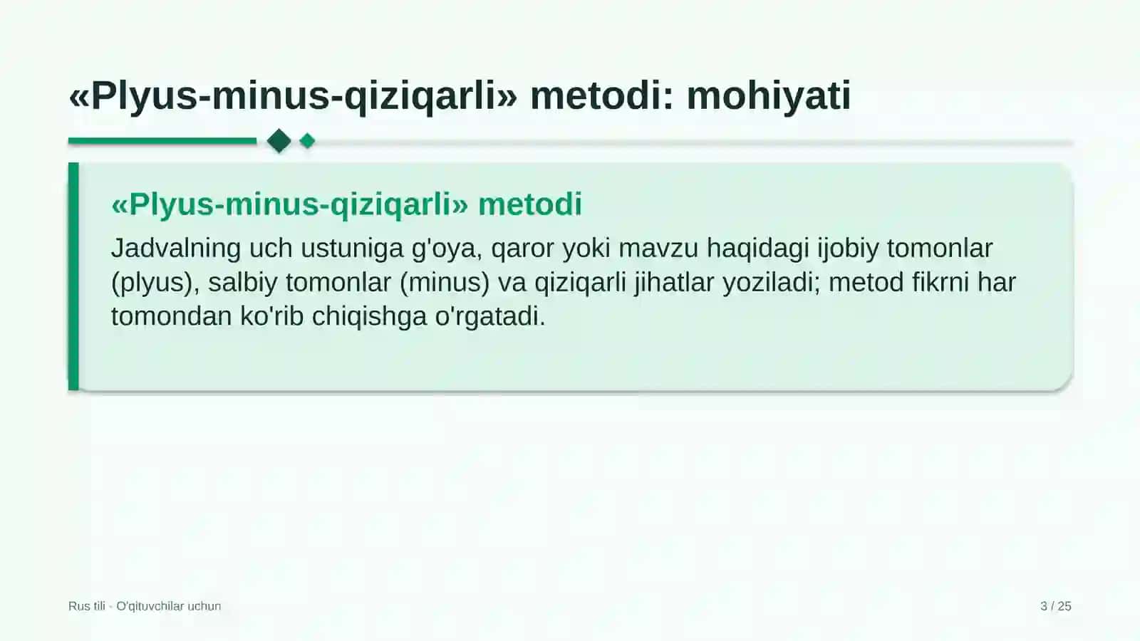 rus tili darslarida plyus minus qiziqarli metodidan foydalanish 5068 3