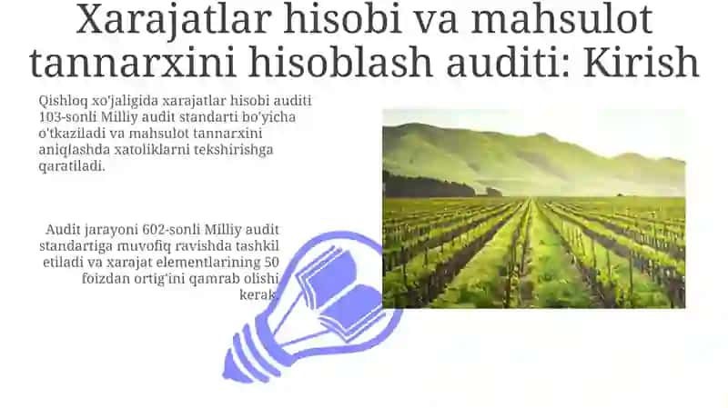 Qishloq xo'jaligida xarajatlar hisobi va mahsulot tannarxini hisoblash auditi 3